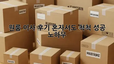 원룸 이사 후기: 혼자서도 척척! 성공 노하우